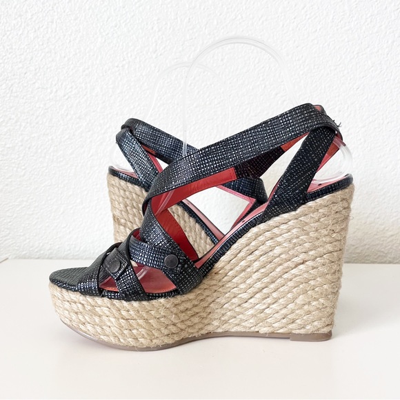 Via Spiga  Karla Black Espadrille Platform Wedges Size 8 - Picture 6 of 11